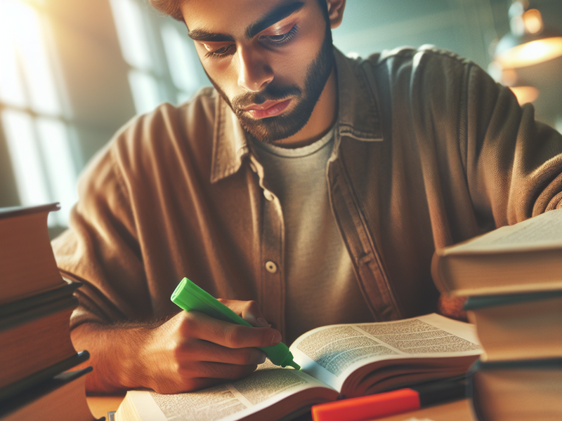 Estudante focado em mesa de estudos